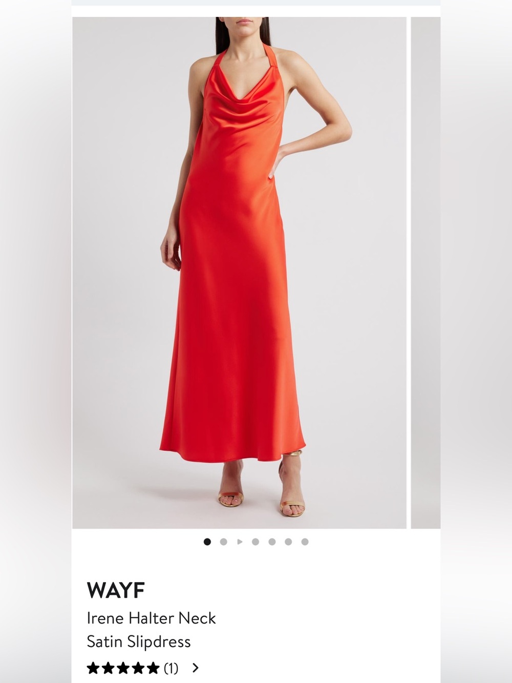 Wayf Irene Halter Neck Satin Slipdress New With Tags